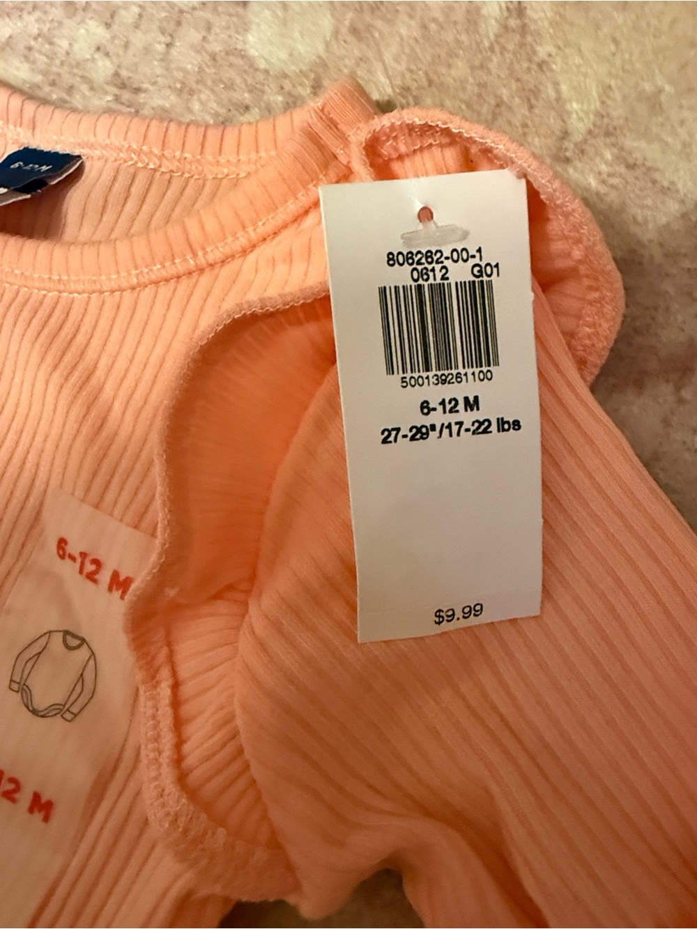 Old Navy Ribbed Lon-Sleeve Ruffle Shoulder Onsie - Picture 2 of 4